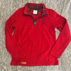 EUC MarleyLilly red fleece quarter zip with monogram K size YXL fits women sm